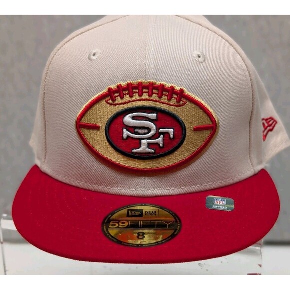 SanFrancisco 49ers New Era Historic Helmet 🔥 59Fifty Stone Scarlet Sz 8 - Picture 1 of 5